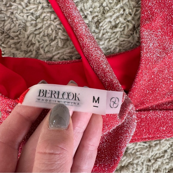 Berlook Red Lurex Cut Out Bikini Top & Bottoms - Picture 14 of 14